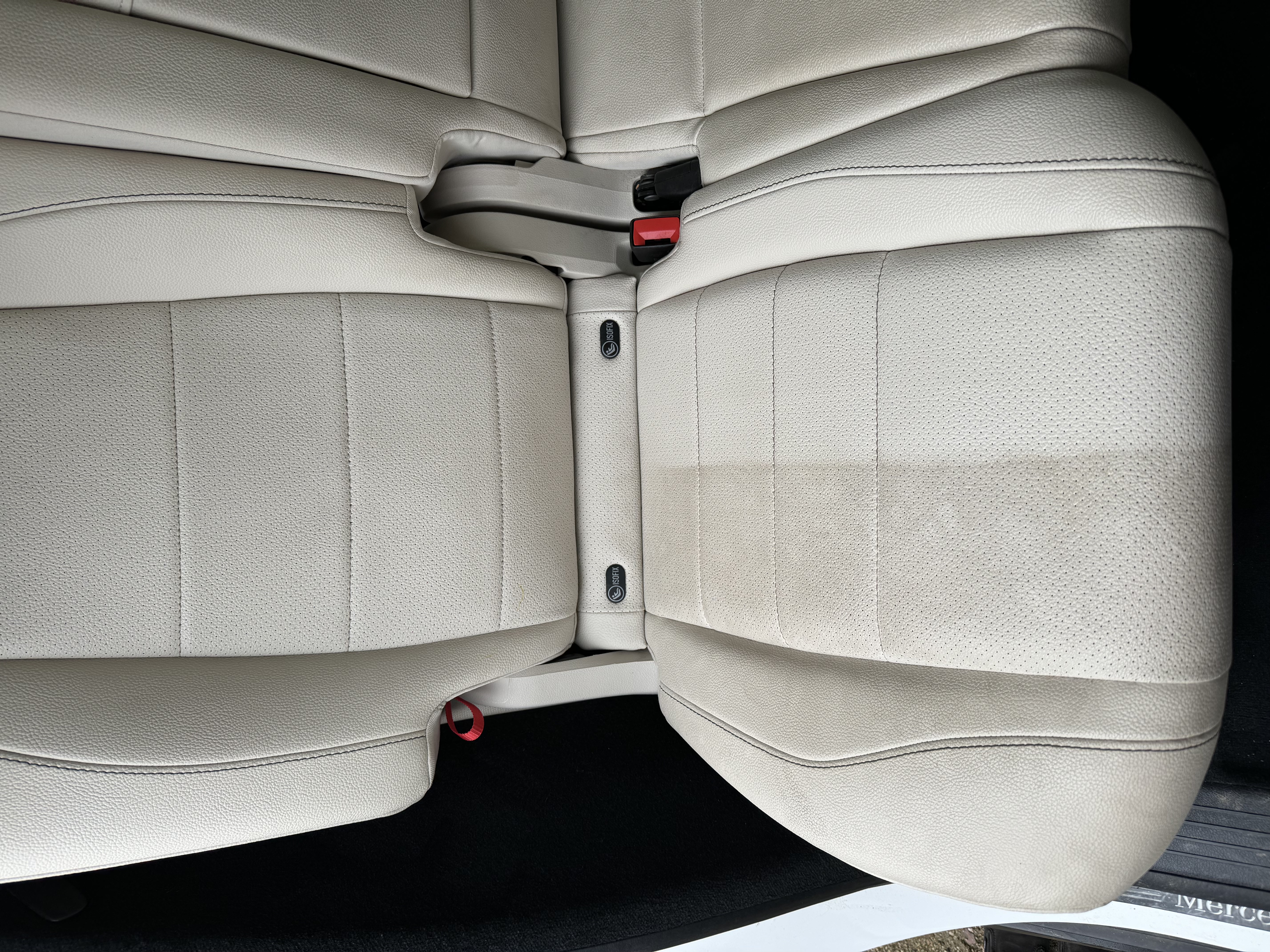 clean beige car seat after detailing